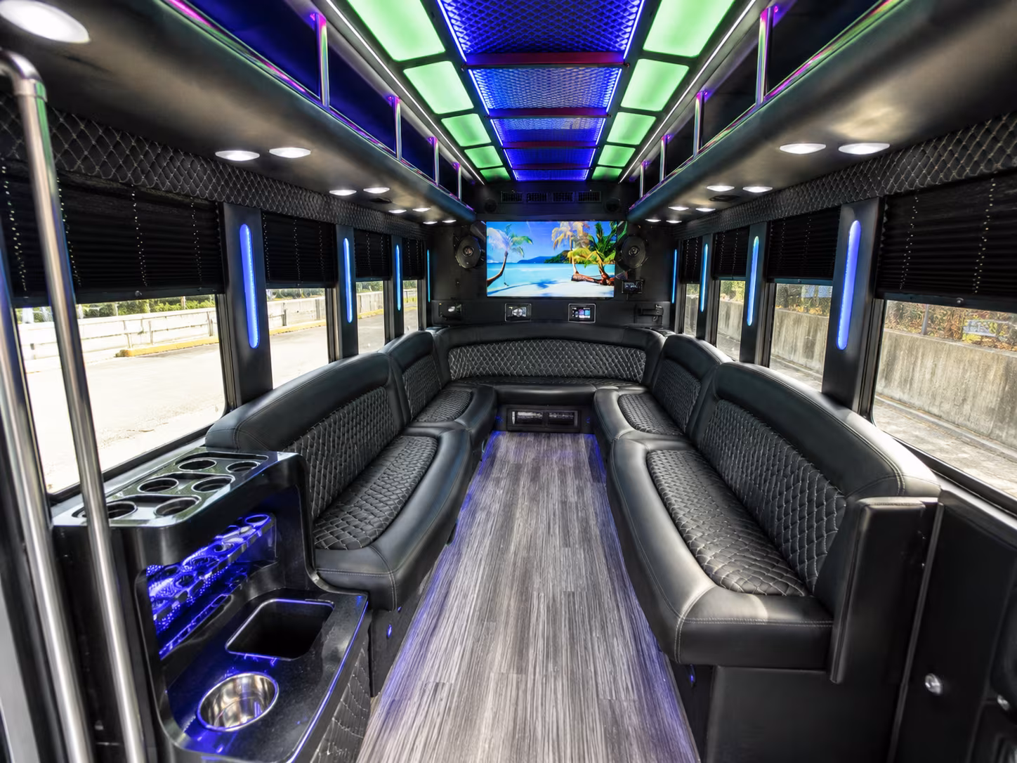 st louis 18 passenger party bus inside